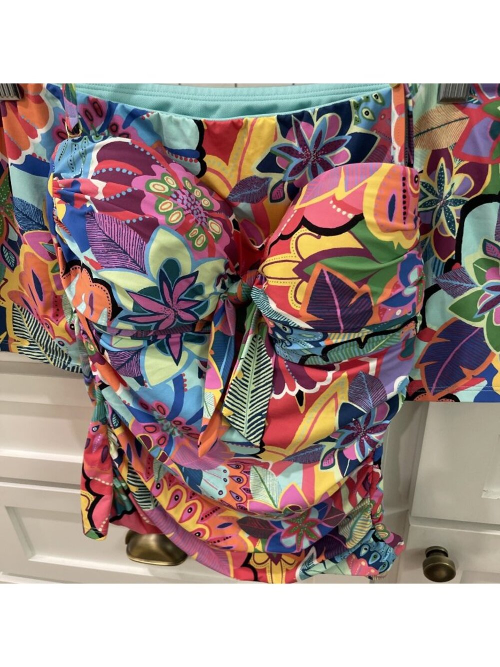 Bleu Rod Beattie Swimsuit Tankini Tie Front Top Size 4 Bottom 6 Blue Floral Boho